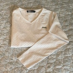 Polka-dot V-neck Long Sleeve Tee